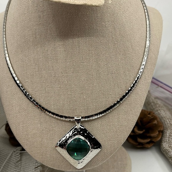 925 Italy Platinum Over Sterling Silver Hammered Pendant Necklace – 26.2g - Picture 7 of 17